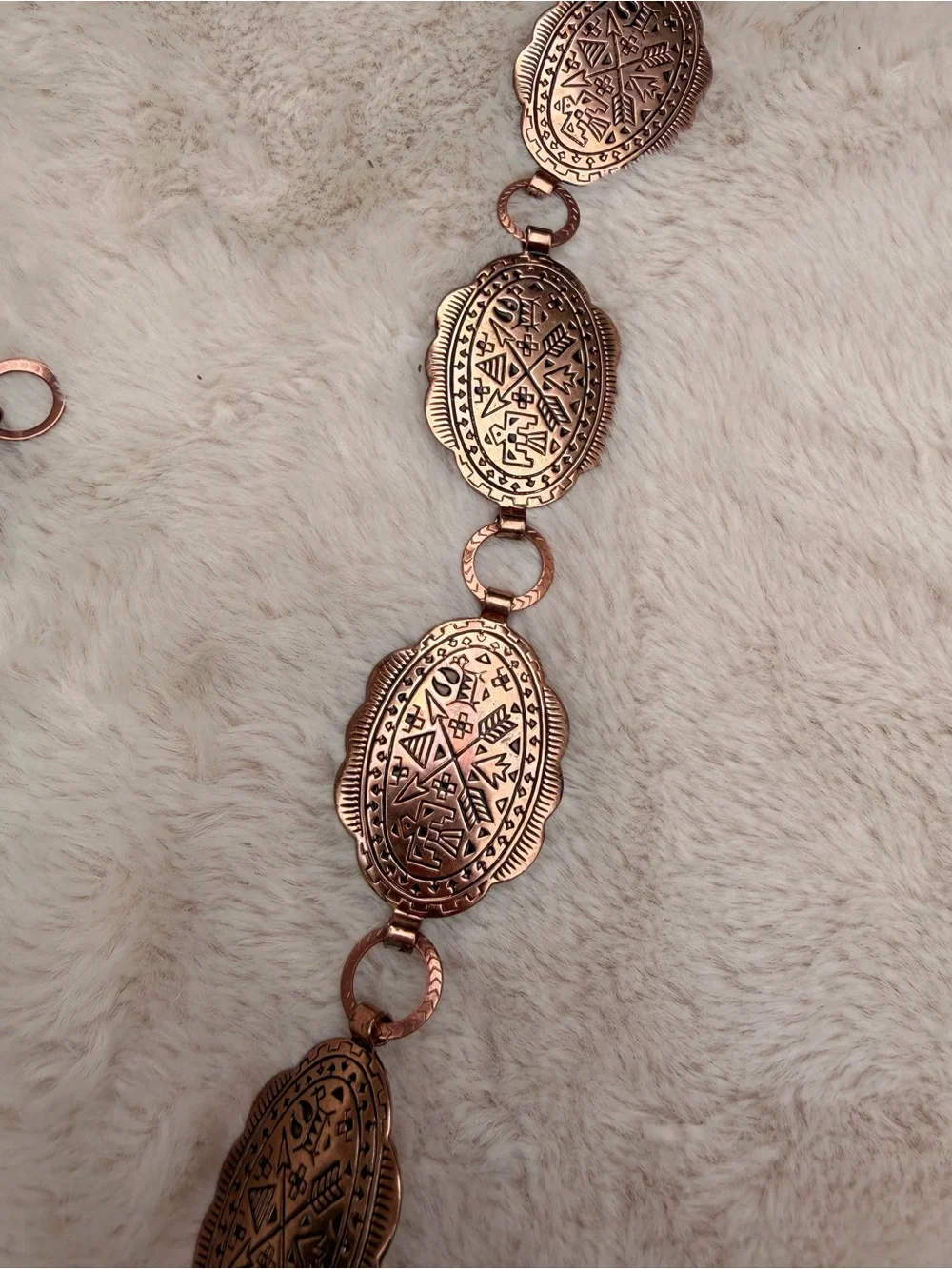 Vintage Etched Rose Gold Oval Link Chain Belt